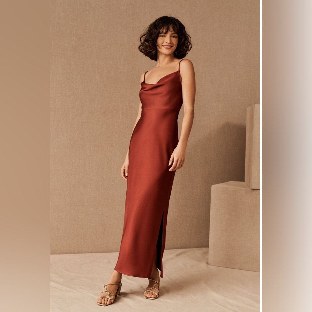 BHLDN Cali Satin Charmeuse Midi Dress